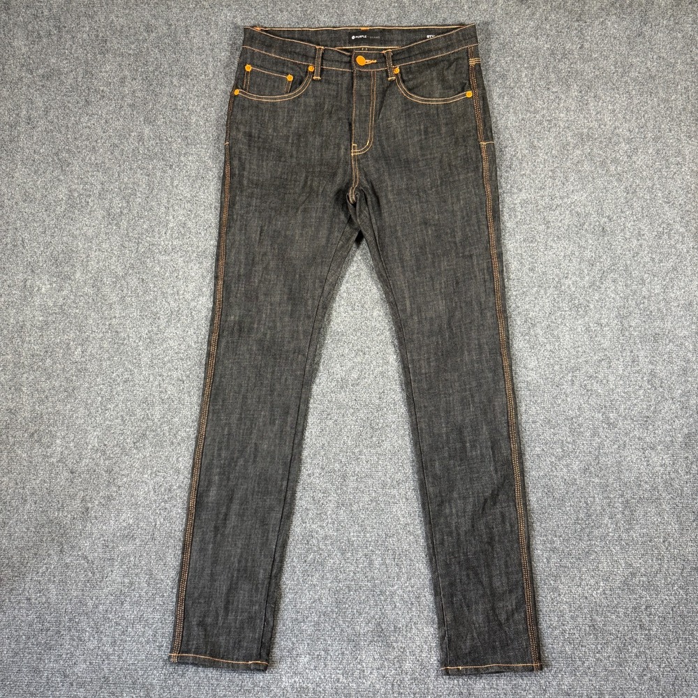 Purple Brand Slim Fit Low Rise With Slim Leg Jeans "Raw Black" Neon Size 32x34